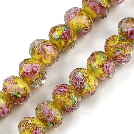 Handmade Gold Sand Lampwork Beads Strands LAMP-R141-10mm-23-1