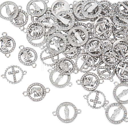 60Pcs 3 Styles Alloy Connector Charms with Crystal Rhinestone FIND-HY0002-57-1