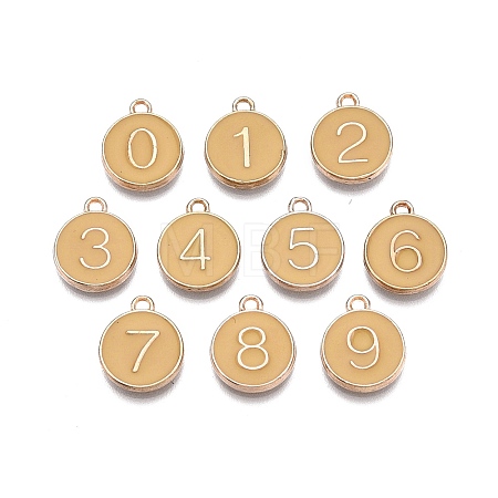 Light Gold Plated Alloy Enamel Charms ENAM-T010-07G-1