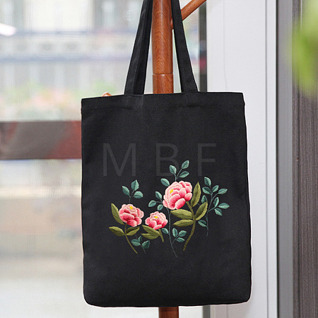 DIY Peony Pattern Tote Bag Embroidery Kit PW22121380890-1
