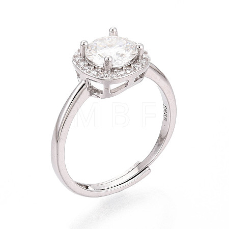 Adjustable 925 Sterling Silver Round Cut Moissanite Halo Promise Ring STER-T008-87P-1