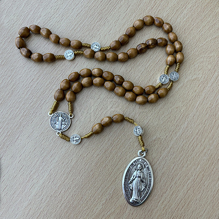 Wood Rosary Bead Necklaces FS-WG6BD27-01-1
