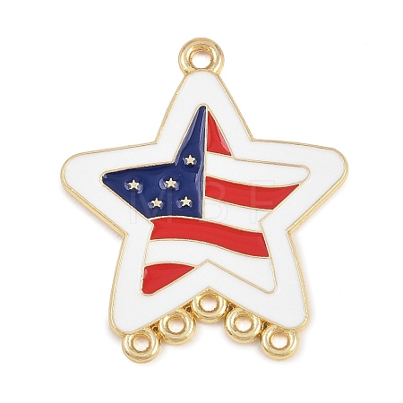 Independence Day Alloy Enamel Flag Chandelier Component Links FIND-E052-01B-G-1