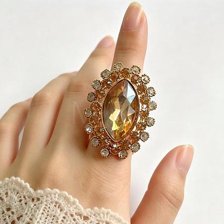 Zinc Alloy Glass Finger Rings UG8757-8-1