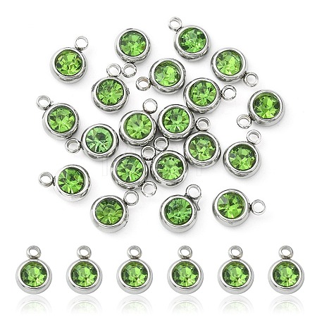 20Pcs 201 Stainless Steel Rhinestone Charms STAS-YW0002-02C-1