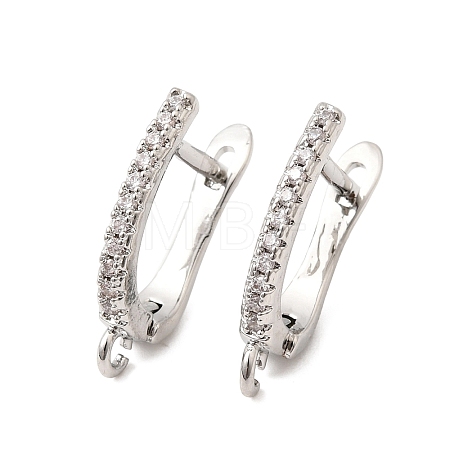 Brass Micro Pave Clear Cubic Zirconia Hoop Earring Finding KK-Z154-08P-1