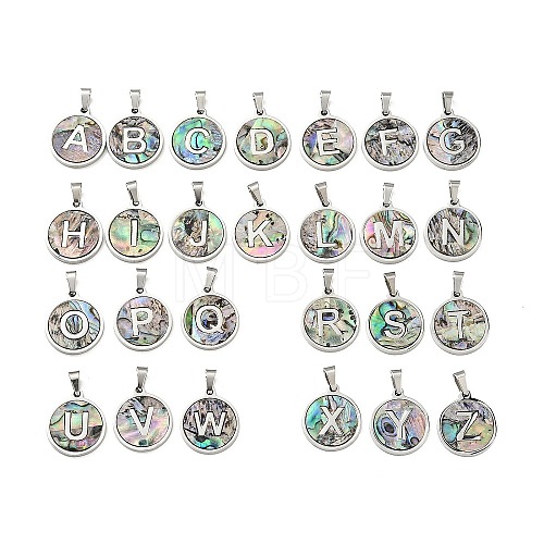 304 Stainless Steel with Paua Shell Pendants STAS-G268-02-P-1