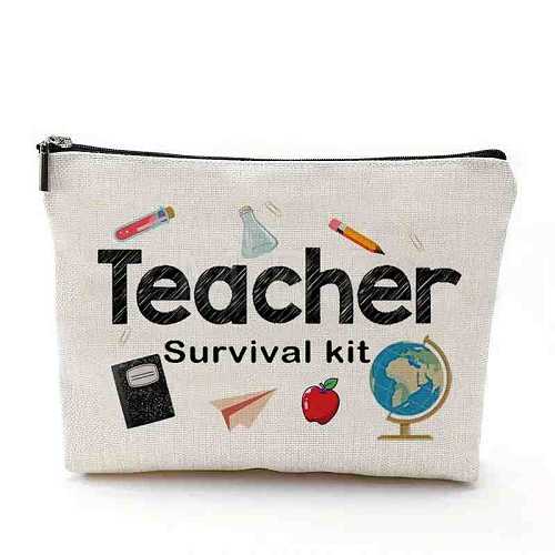 Teachers' Day Cotton Linen Cosmetic Bag PW-WG62416-01-1