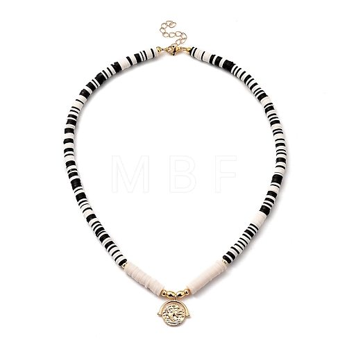 Polymer Clay Heishi Beads Pendant Necklaces NJEW-JN02967-02-1