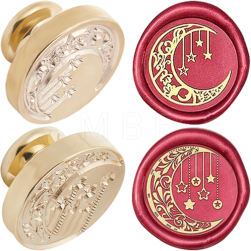 CRASPIRE 2Pcs 2 Styles Golden Plated Wax Seal Brass Stamp Head AJEW-CP0007-54A-02-1