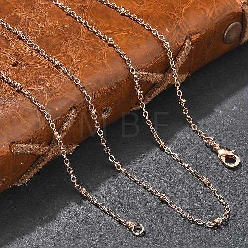 2mm Rack Plating Brass Satellite Chain Necklaces for Women Men MAK-L044-11RG-1