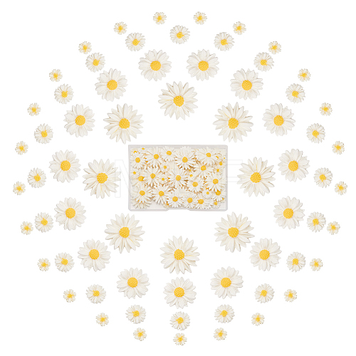  100Pcs 4 Styles Flatback Hair & Costume Accessories Ornaments Resin Flower Daisy Cabochons CRES-NB0001-37B-1