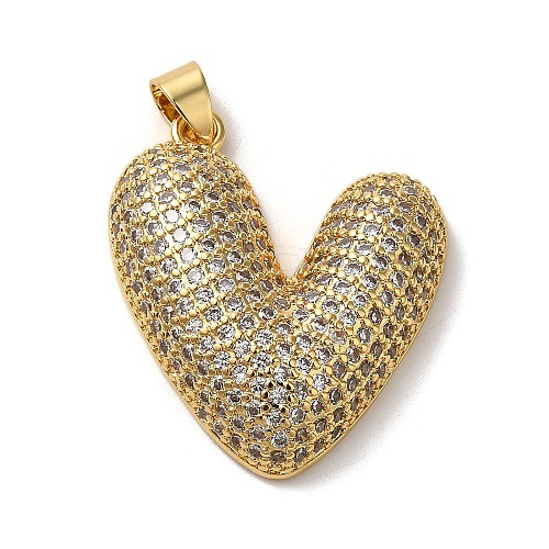 Rack Plating Brass Micro Pave Clear Cubic Zirconia Pendants KK-K345-11G-1