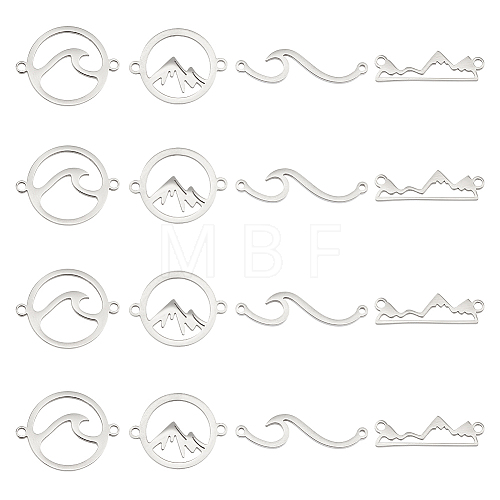 Unicraftale 16Pcs 4 Styles 201 & 304 Stainless Steel Connector Charms STAS-UN0047-47-1