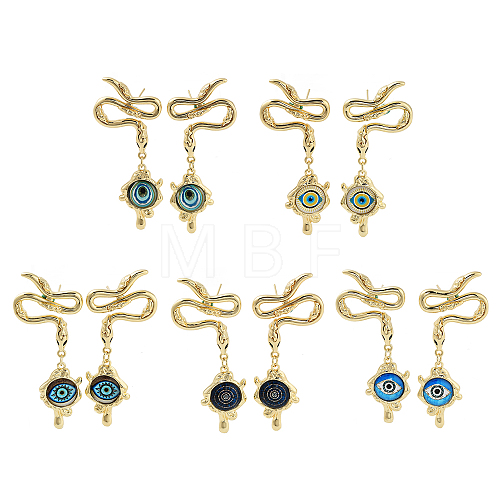 Rack Plating Eye Brass Stud Earrings EJEW-C108-07G-1