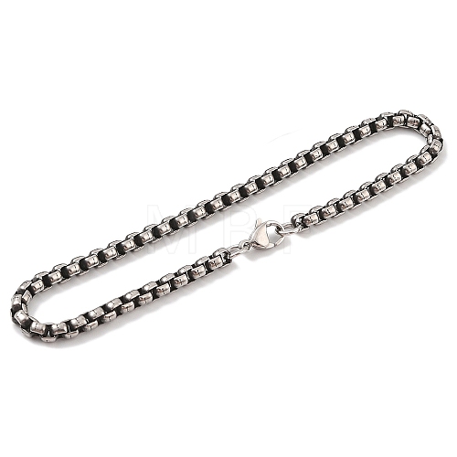 304 Stainless Steel Box Chain Bracelets for Men BJEW-B096-33B-AS-1