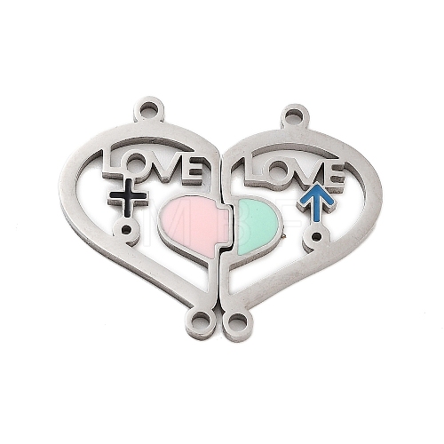 Valentine's Day 304 Stainless Steel Enamel Girll Boy Connector Charms STAS-Z078-15P-1