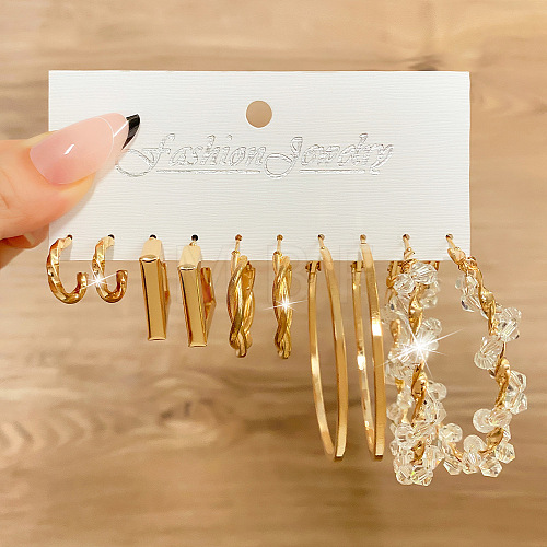 5 Pairs Alloy Hoop Earring Sets WG6DB3C-17-1