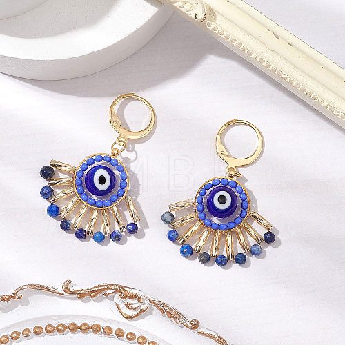 Handmade Evil Eye Lampwork Leberback Earrings EJEW-MZ00352-03-1