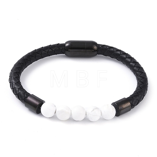 Round Natural Howlite Bead Bracelets BJEW-A009-08EB-02-1