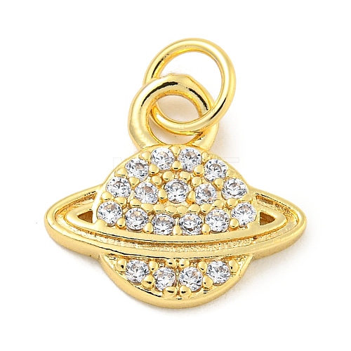 Rack Plating Brass Micro Pave Clear Cubic Zirconia Pendants KK-B093-20G-1