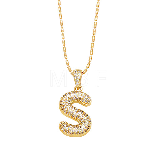 Brass Micro Pave Cubic Zirconia Pendant Necklaces PW-WG99827-19-1