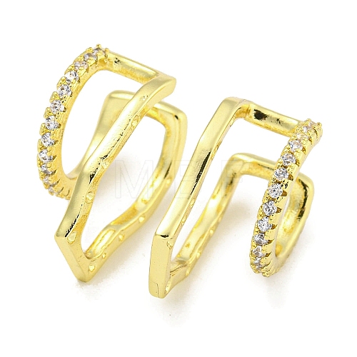 Brass Micro Pave Cubic Zirconia Cuff Earrings EJEW-C104-020G-1