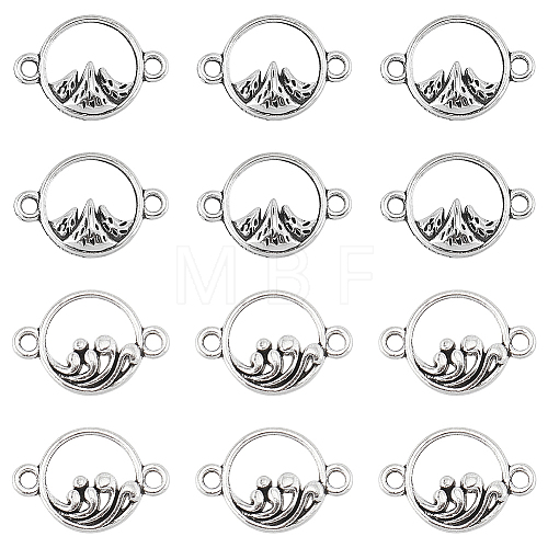 SUNNYCLUE 120Pcs 2 Styles Tibetan Style Alloy Connector Charms TIBEP-SC0002-70-1