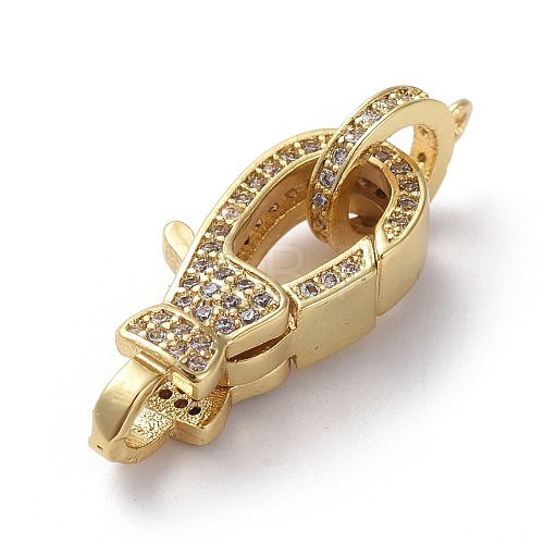 Brass Micro Pave Cubic Zirconia Lobster Claw Clasps ZIRC-G160-26G-1