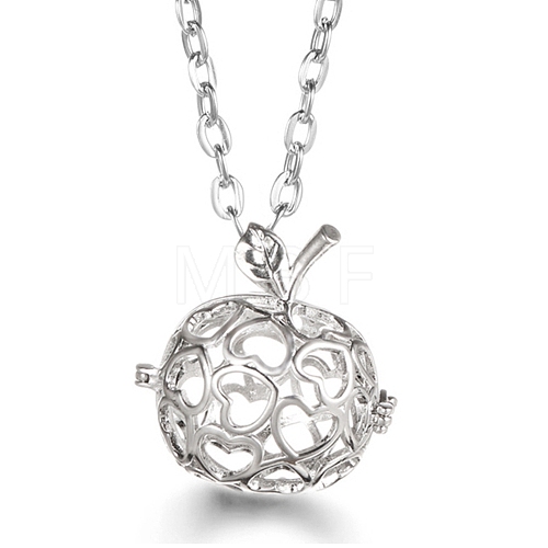 Platinum Brass Cage Pendant Necklaces PW-WG37135-26-1