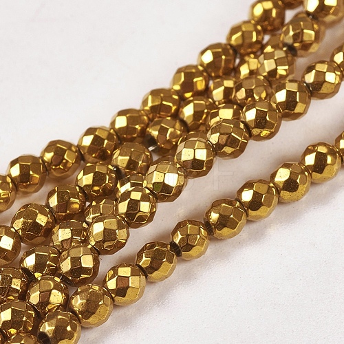 Electroplate Non-magnetic Synthetic Hematite Beads Strands X-G-J169B-3mm-04-1