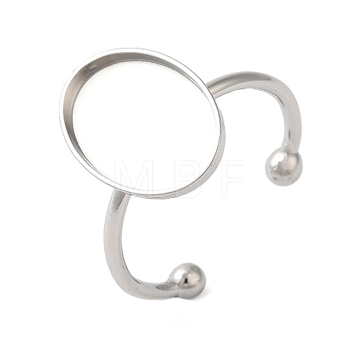 304 Stainless Steel Open Cuff Ring Components STAS-I306-06B-P-1