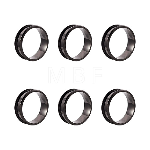Yilisi 6Pcs 6 Sizes Stainless Steel Grooved Finger Ring Settings STAS-YS0001-21-1