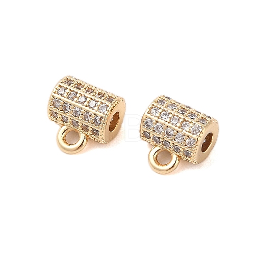 Brass Micro Pave Clear Cubic Zirconia Tube Bails KK-B100-015G-1