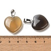 Heart Natural Grey Agate Pendants G-Q438-11-3