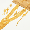 Vintage Alloy Statement Hollowed Ear of Wheat Necklace & Bracelet & Earrings & Ring Set for Women ZA7503-3