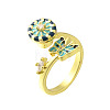 Helm & Butterfly Enamel Rotatable Cuff Rings for Women RJEW-R005-09G-5