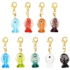 9Pcs Handmade Dichroic Foil Lampwork Pendant Decorations HJEW-YW00254-1
