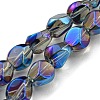 Full Rainbow Plated Electroplate Transparent Glass Beads Strands EGLA-G037-04A-FR04-1