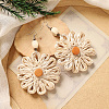 Bohemian Wood & Rattan Wood Woven Dangle Earrings WG21945-08-1