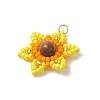 Natural Tiger Eye Glass Seed Beaded Pendants PALLOY-MZ00280-3
