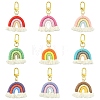 Cotton Macrame Rainbow Keychain HJEW-YW00007-01-2