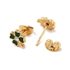 Ion Plating(IP) Enamel Clover with Crystal Rhinestone Stud Earrings with 316 Surgical Stainless Steel Pins EJEW-A081-12G-02-2