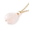 Natural Rose Quartz Teardrop Pendant Necklace NJEW-JN03900-01-5