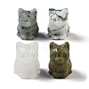 Natural Mixed Gemstone Carved Cat Figurines DJEW-M015-04-1