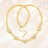 Brass Micro Pave Clear Cubic Zirconia Butterfly and Round Beaded Necklaces KK-CBA4547-13G-1
