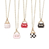 Alloy Enamel Handbag Pendant Brass Cable Chain Necklaces for Women NJEW-JN05273-2