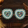 Bohemian Handmade Glass Seed Beads Heart Shape Stud Earrings PG9083-1