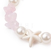 Starfish Synthetic Turquoise & Natural Rose Quartz Chip Beaded Bracelets for Women BJEW-JB11264-03-3