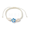 Natural Shell & Polymer Clay 3D Flower Link Bracelet BJEW-JB09815-2